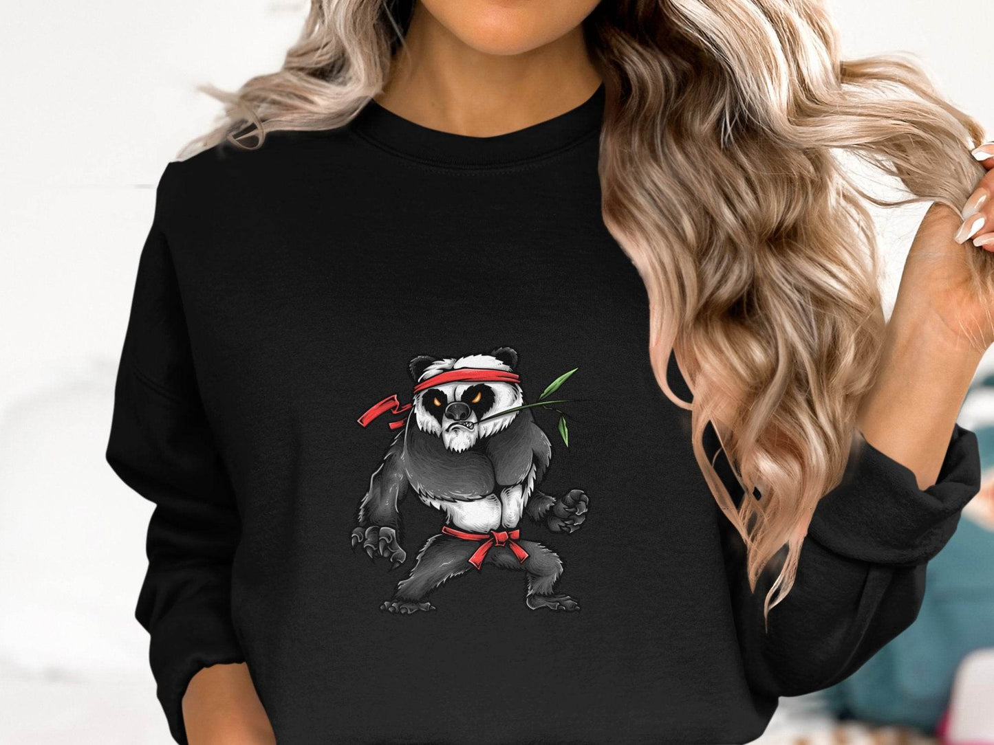 Fierce Martial Arts Panda Printed Sweater - Design & Vybe