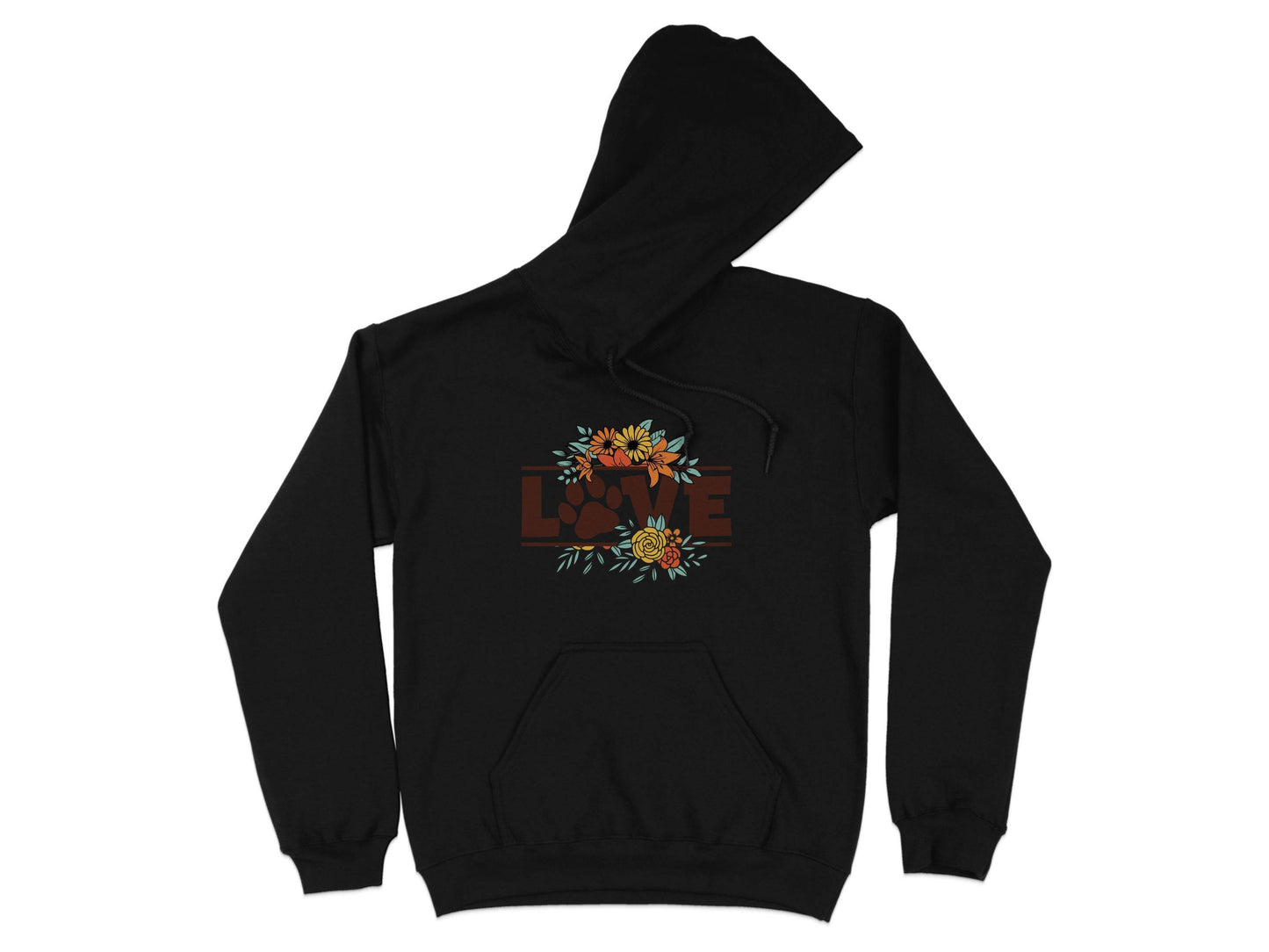 Floral Love Paw Print Design Graphic Flower Design Hoodie - Design & Vybe