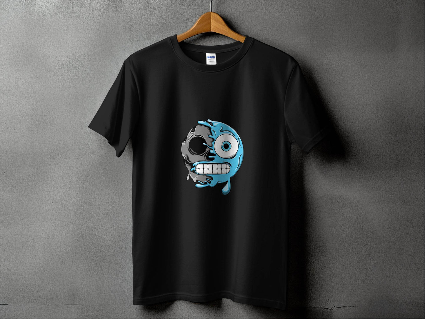 Half Skull Half Water Graphic Design Printed T-Shirt - Design & Vybe
