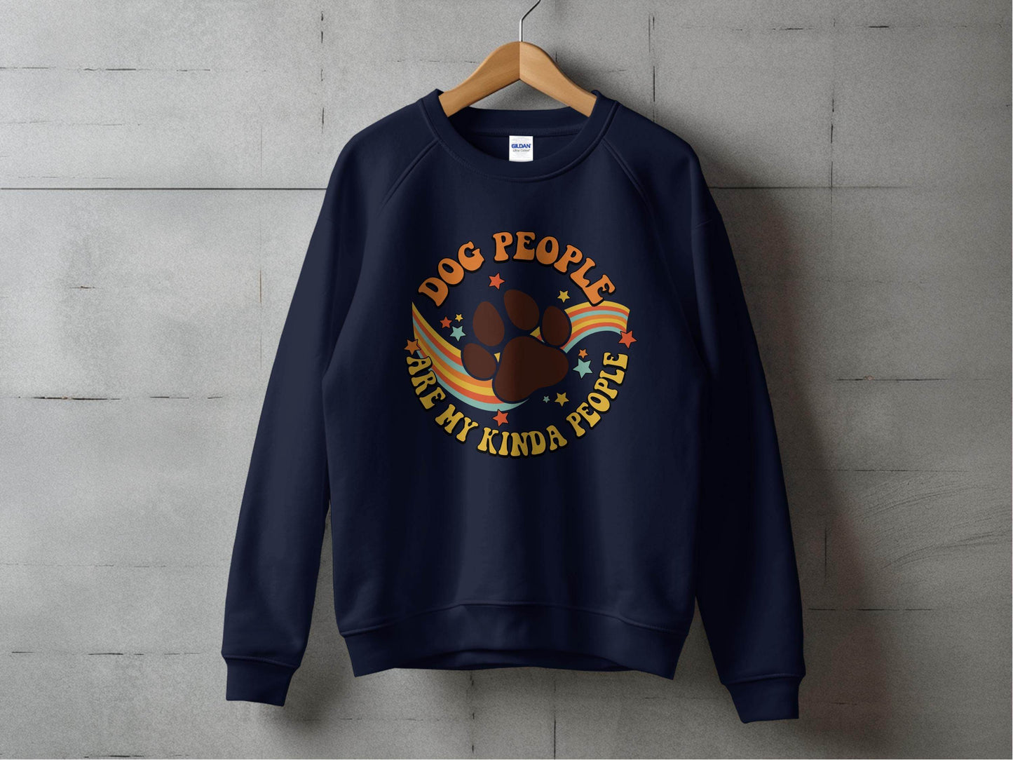 Dog People Are My Kinda People Retro Style Dog Paw Sweater - Design & Vybe