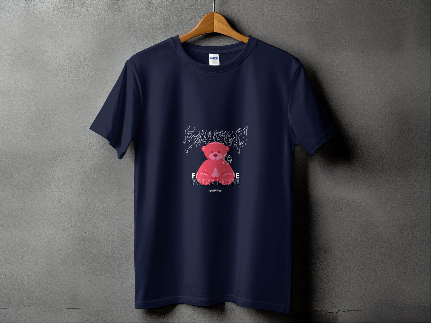 False Hope with Pink Bear Print Graphic T-Shirt - Design & Vybe