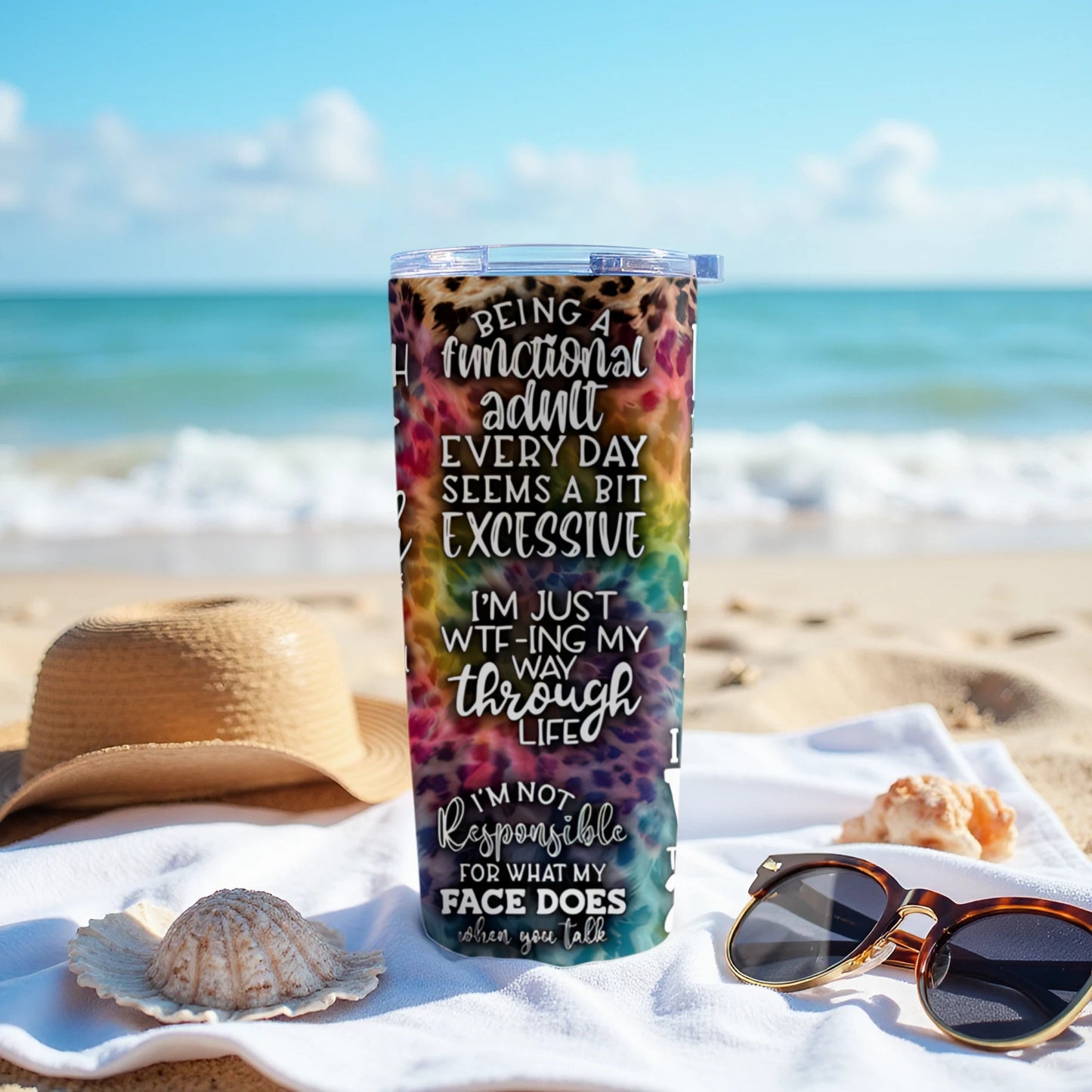 Beach Vibes Being a Functional Adult Tumbler product