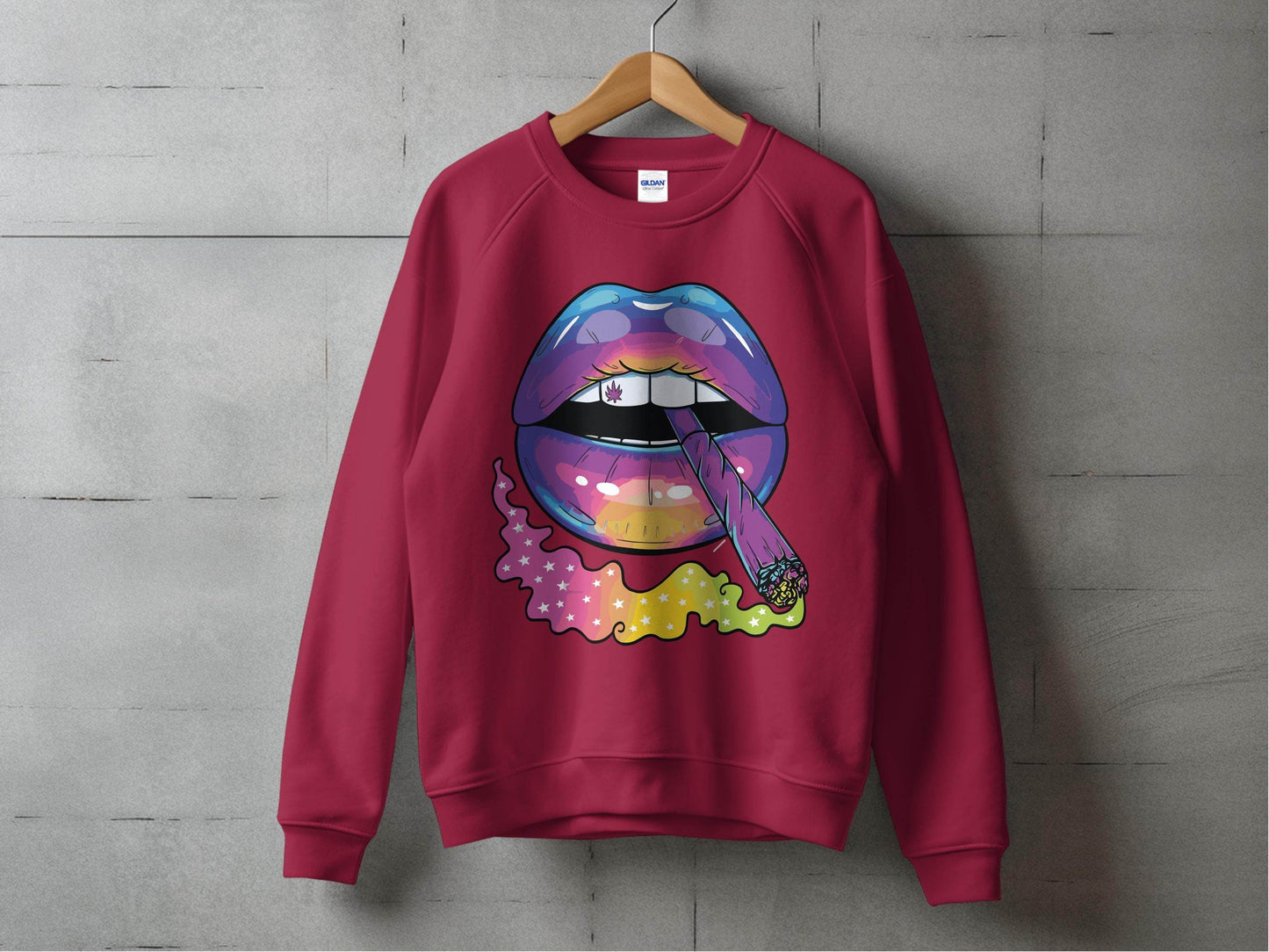 Colorful Lips Smoking Weed Design Sweater - Design & Vybe