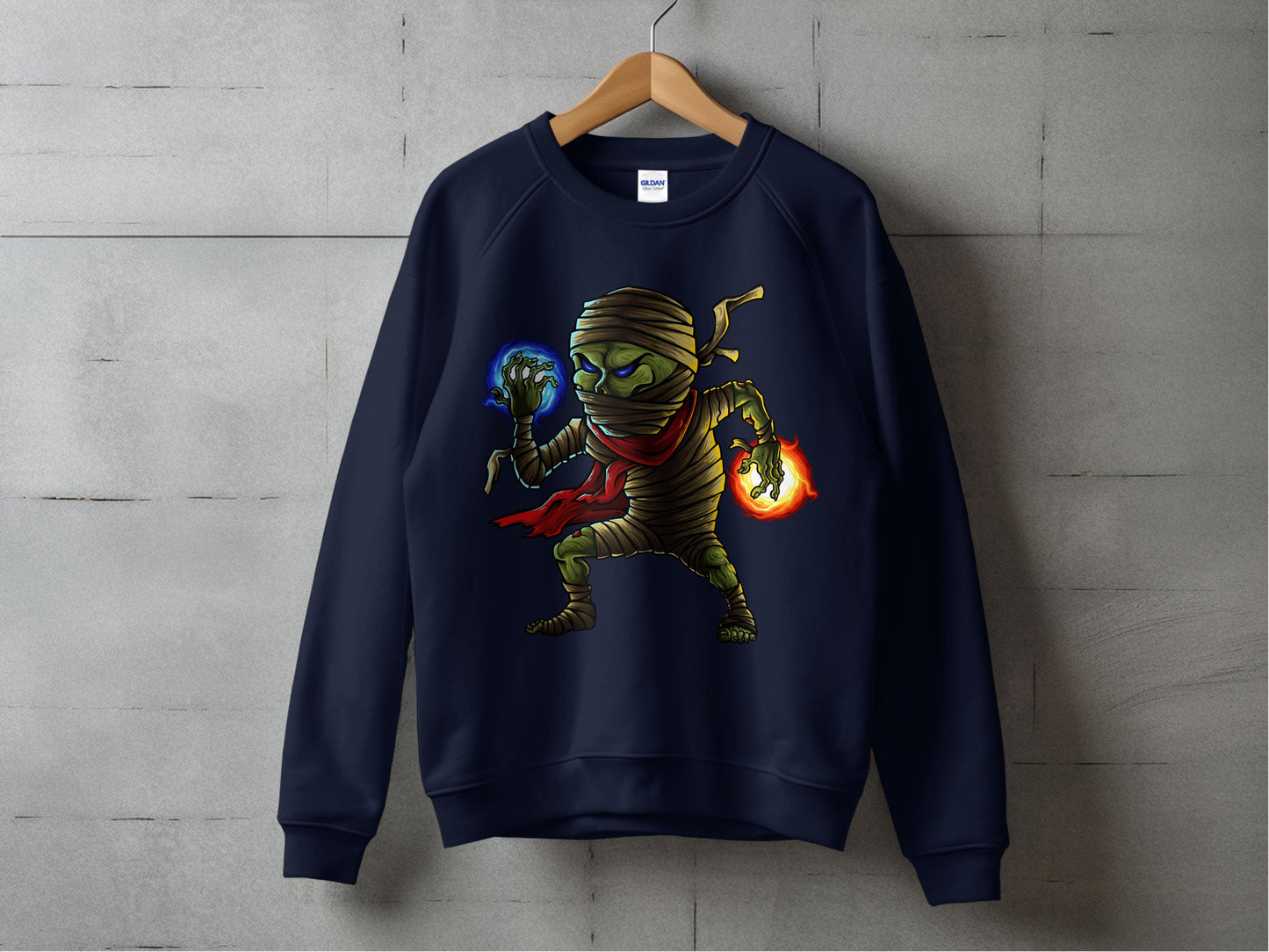 Mummy with Fire and Ice Power Halloween Sweatshirt product type