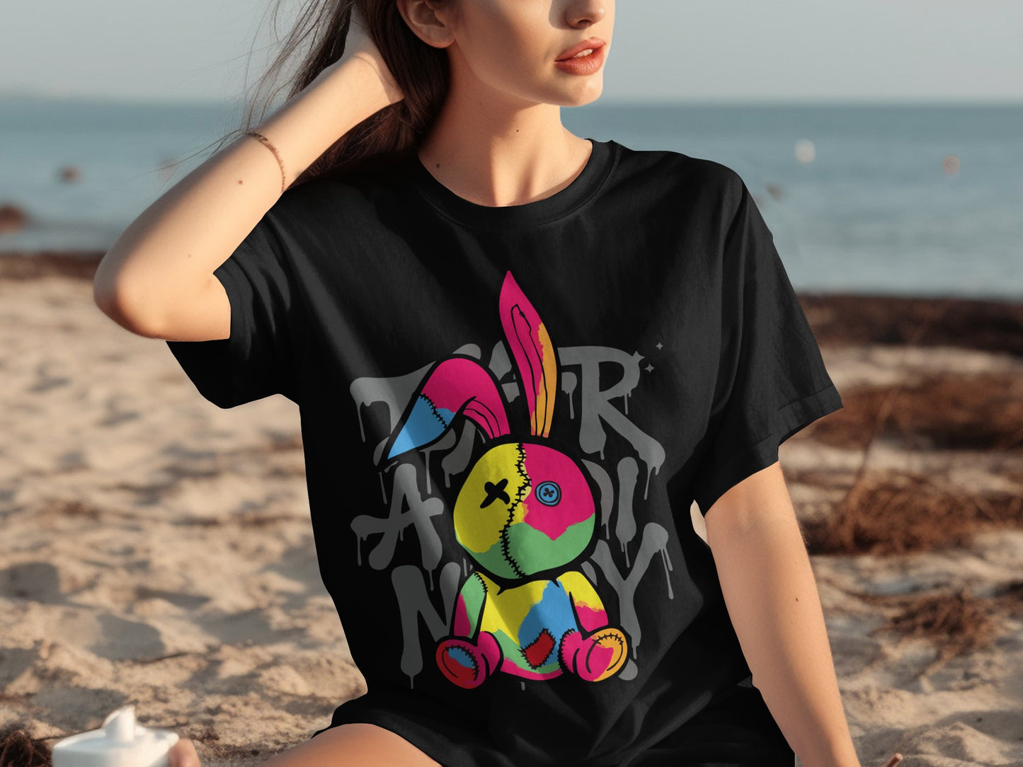 Vibrant Multi-colored Bunny Graphic T-shirt product