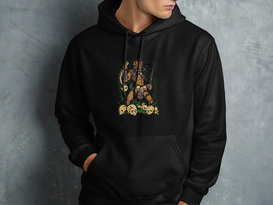 Alien Hunter Predator Weapon In Skulls Design Graphic Hoodie - Design & Vybe