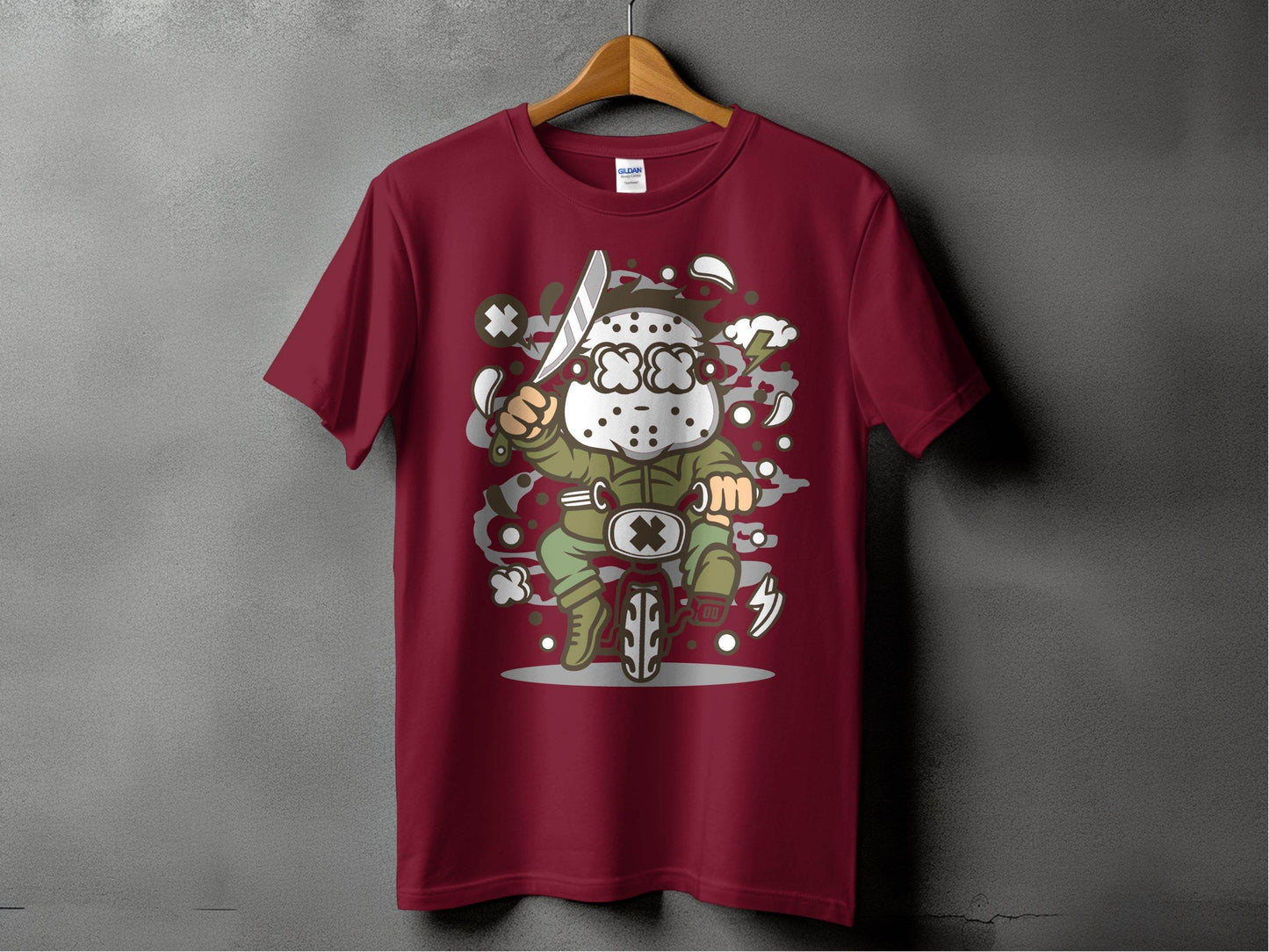 Cartoon Character on Tricycle Illustration Graphic T-Shirt - Design & Vybe