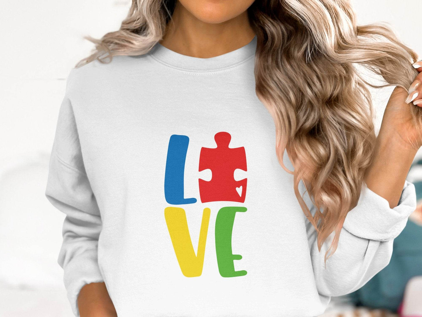 Autism Awareness Puzzle Piece Love Graphic Sweater - Design & Vybe
