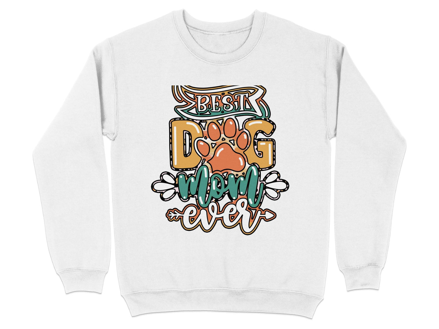 Best Dog Mom Ever Pet Paw Print Design Graphic Sweater - Design & Vybe