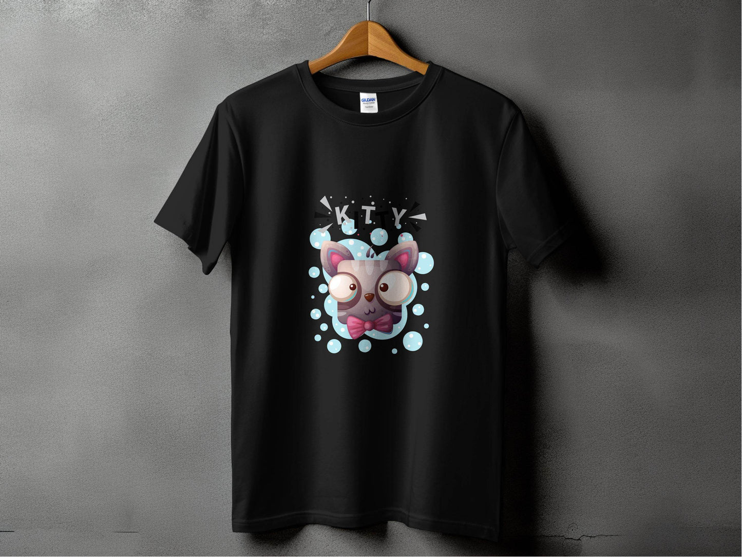 Cute Kitty Design with Large Eyes and Bow Tie T-Shirt - Design & Vybe