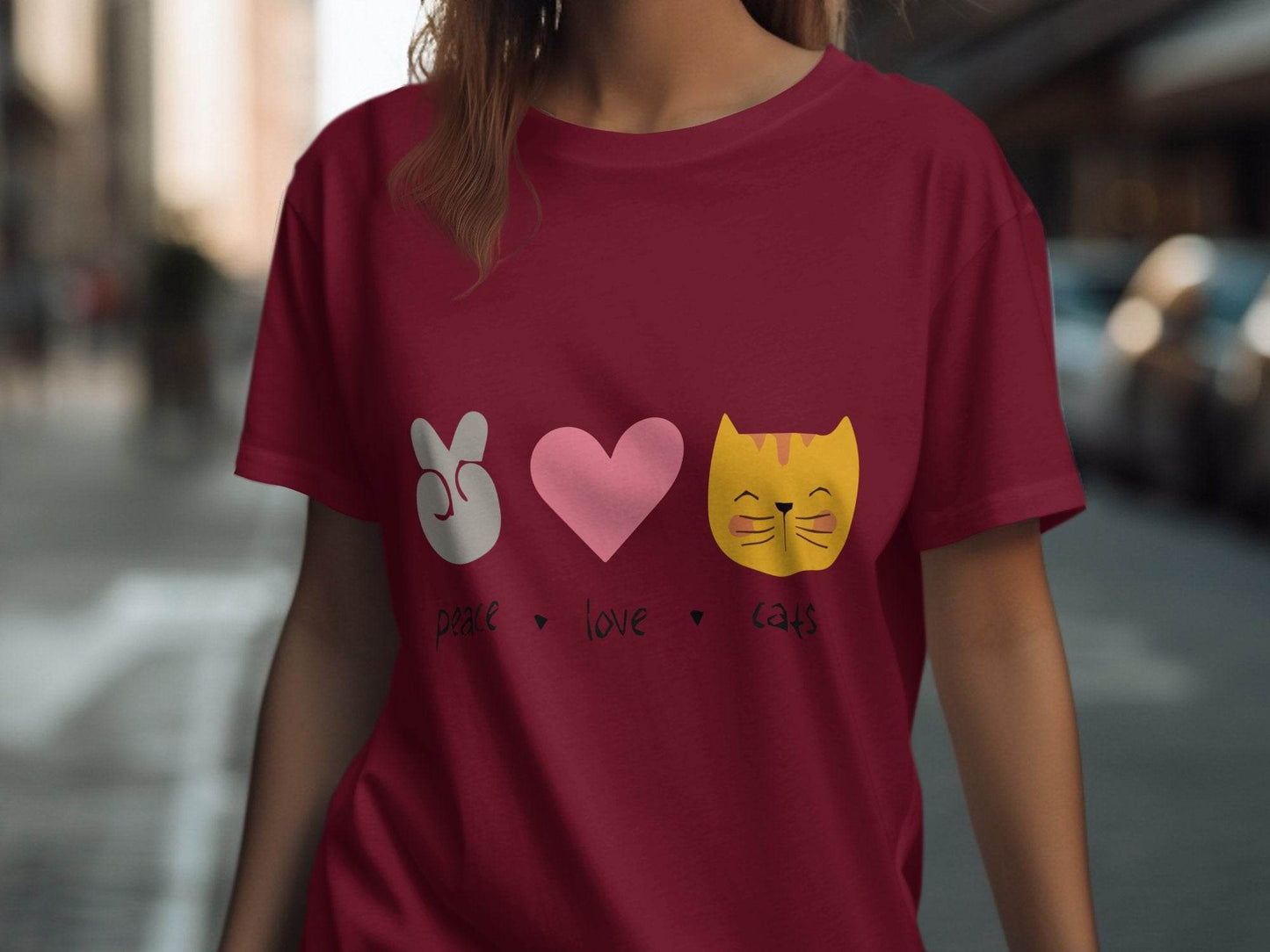 Peace Love Cats Graphic Design T-Shirt - Design & Vybe