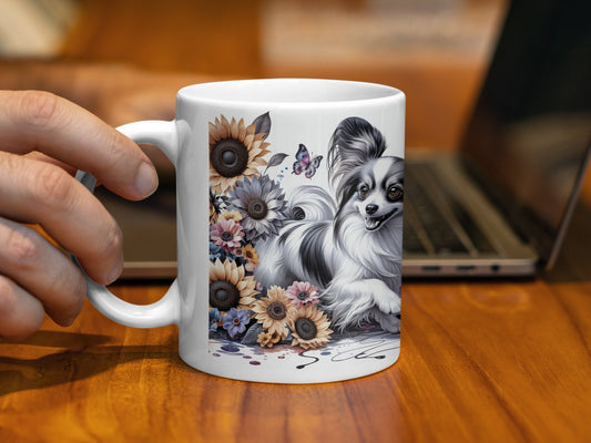 Cute Dog With Floral Design Coffee Mug product