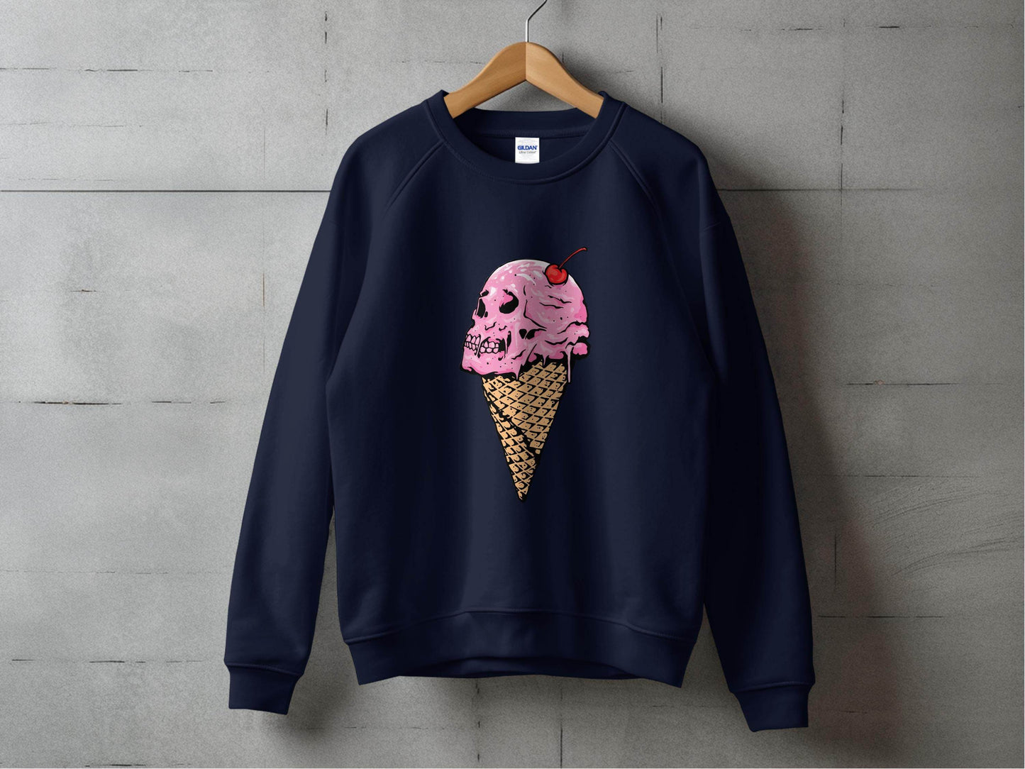 Ice Cream Skull Cone Graphic Illustration for Sweater - Design & Vybe