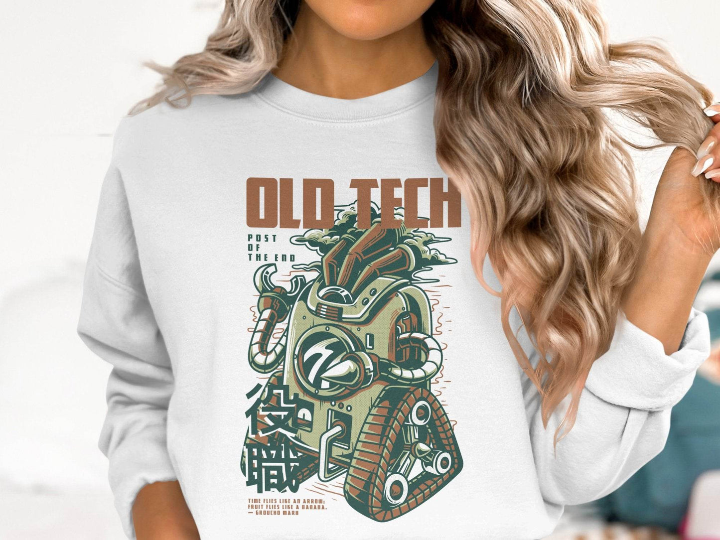 Old Tech Post End Cool Robot Design Graphic Sweater - Design & Vybe