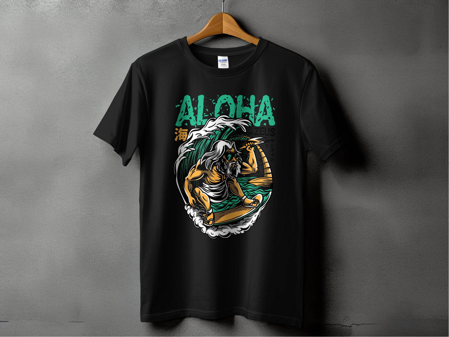 Aloha Zeus God Surf Design Graphic Artistic T-Shirt - Design & Vybe