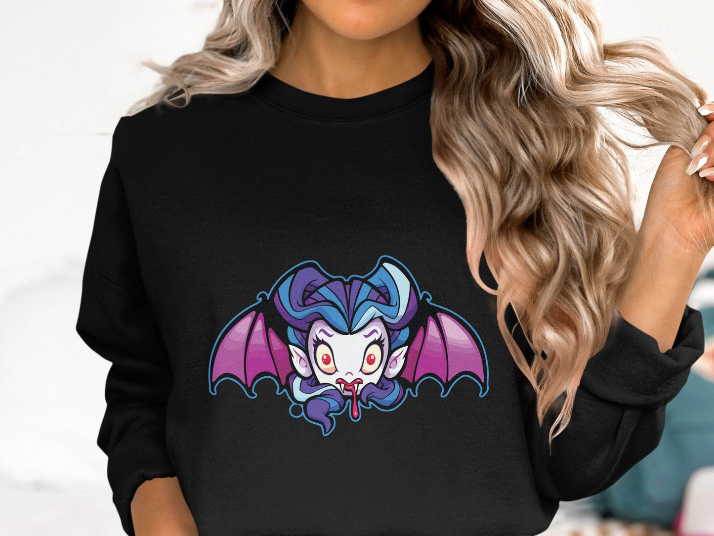Cute Cartoon Vampire with Wings Graphic Sweater - Design & Vybe