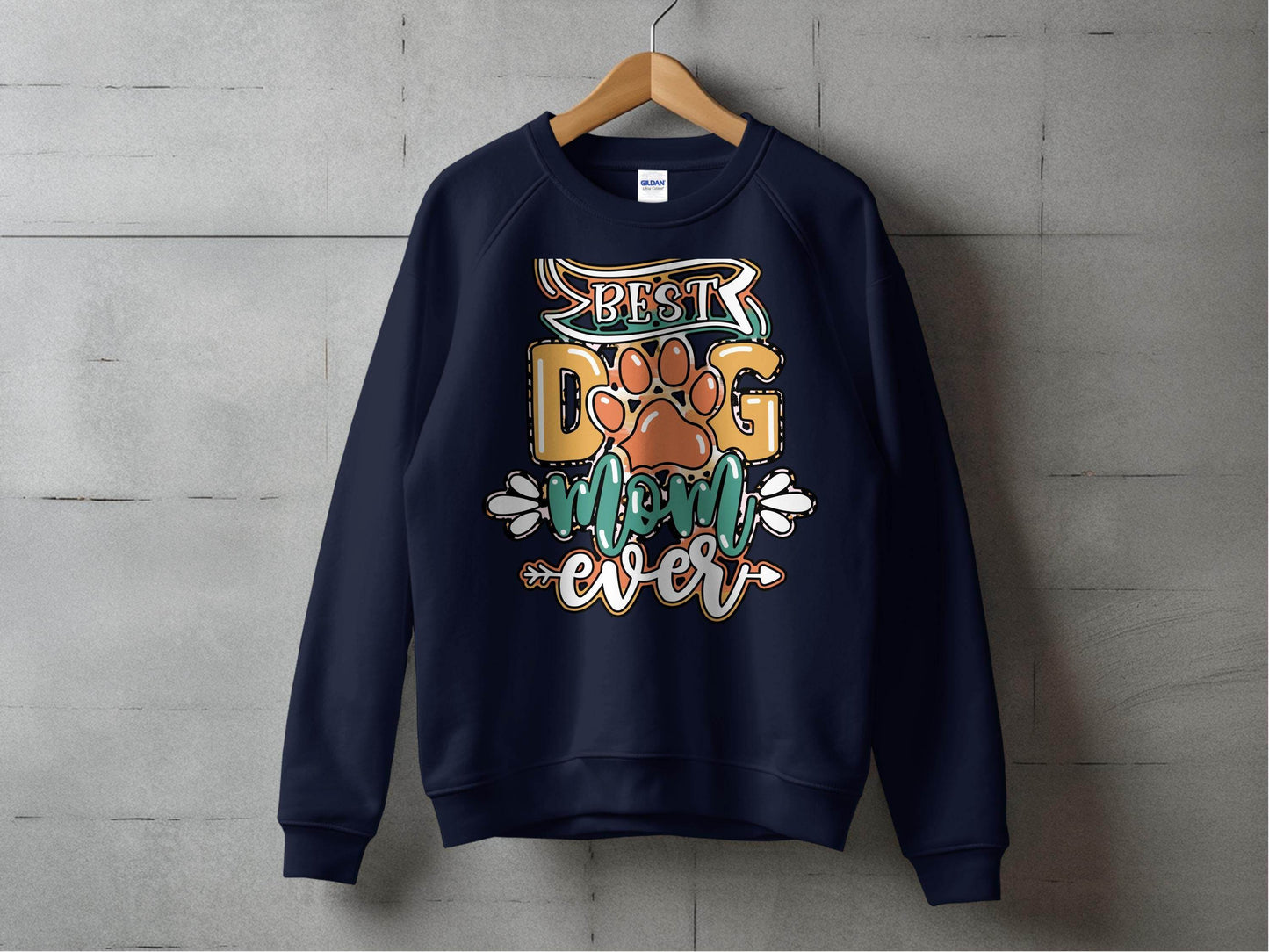 Best Dog Mom Ever Pet Paw Print Design Graphic Sweater - Design & Vybe