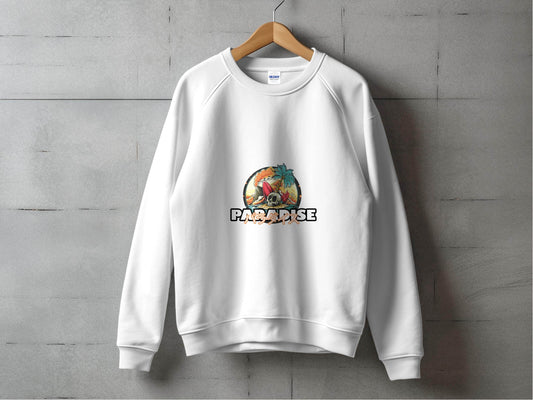 Paradise Skull Island With Surfboard Graphic Sweater - Design & Vybe