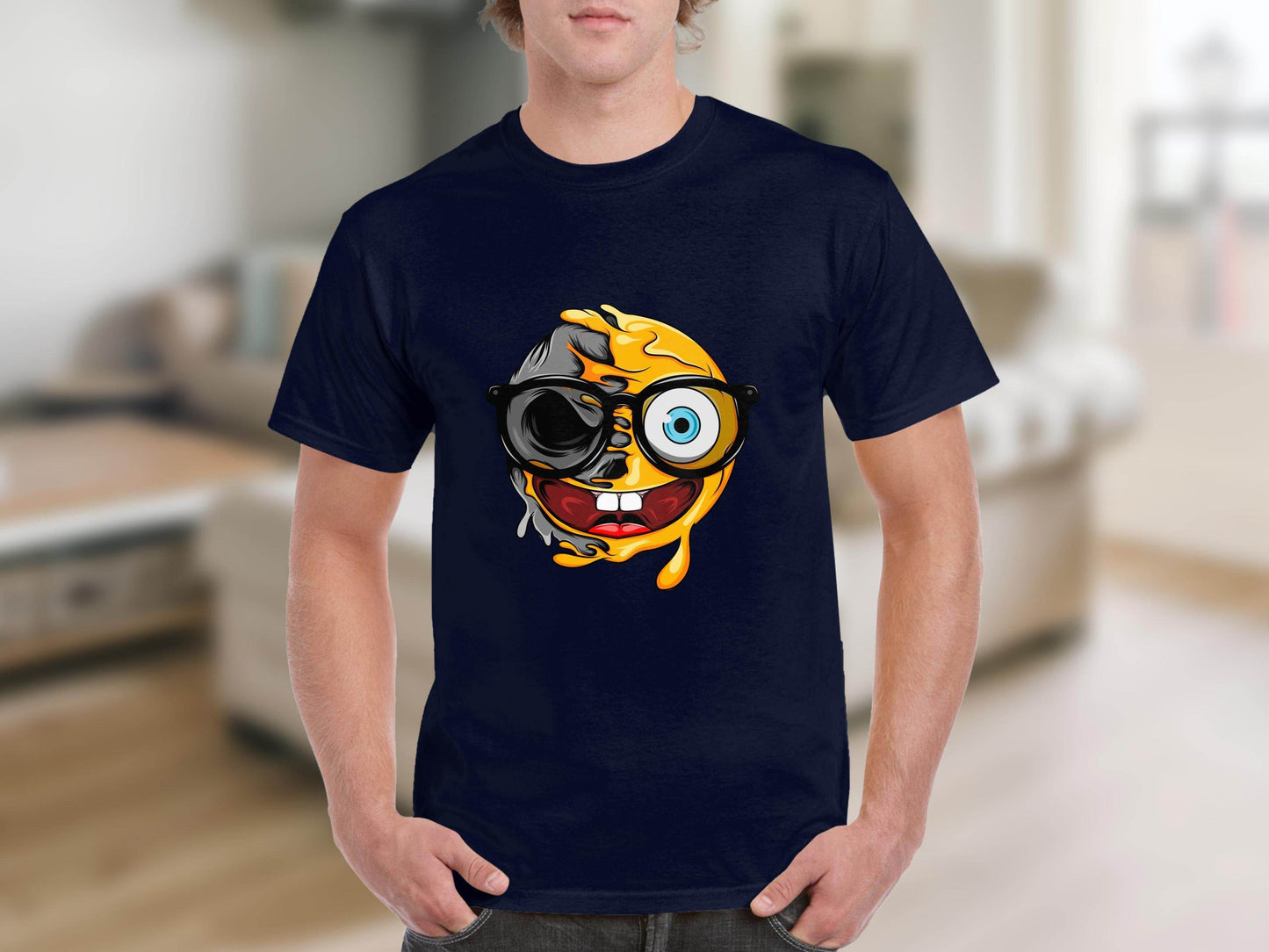 Quirky Smiley Face with Glasses Graphic T-Shirt - Design & Vybe