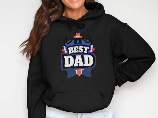 Hat & Mustache Style Best Dad Graphic Design Hoodie - Design & Vybe