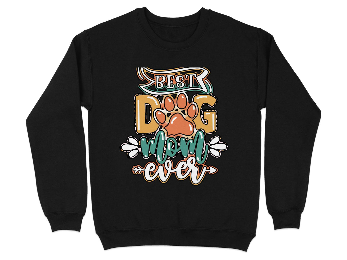 Best Dog Mom Ever Pet Paw Print Design Graphic Sweater - Design & Vybe