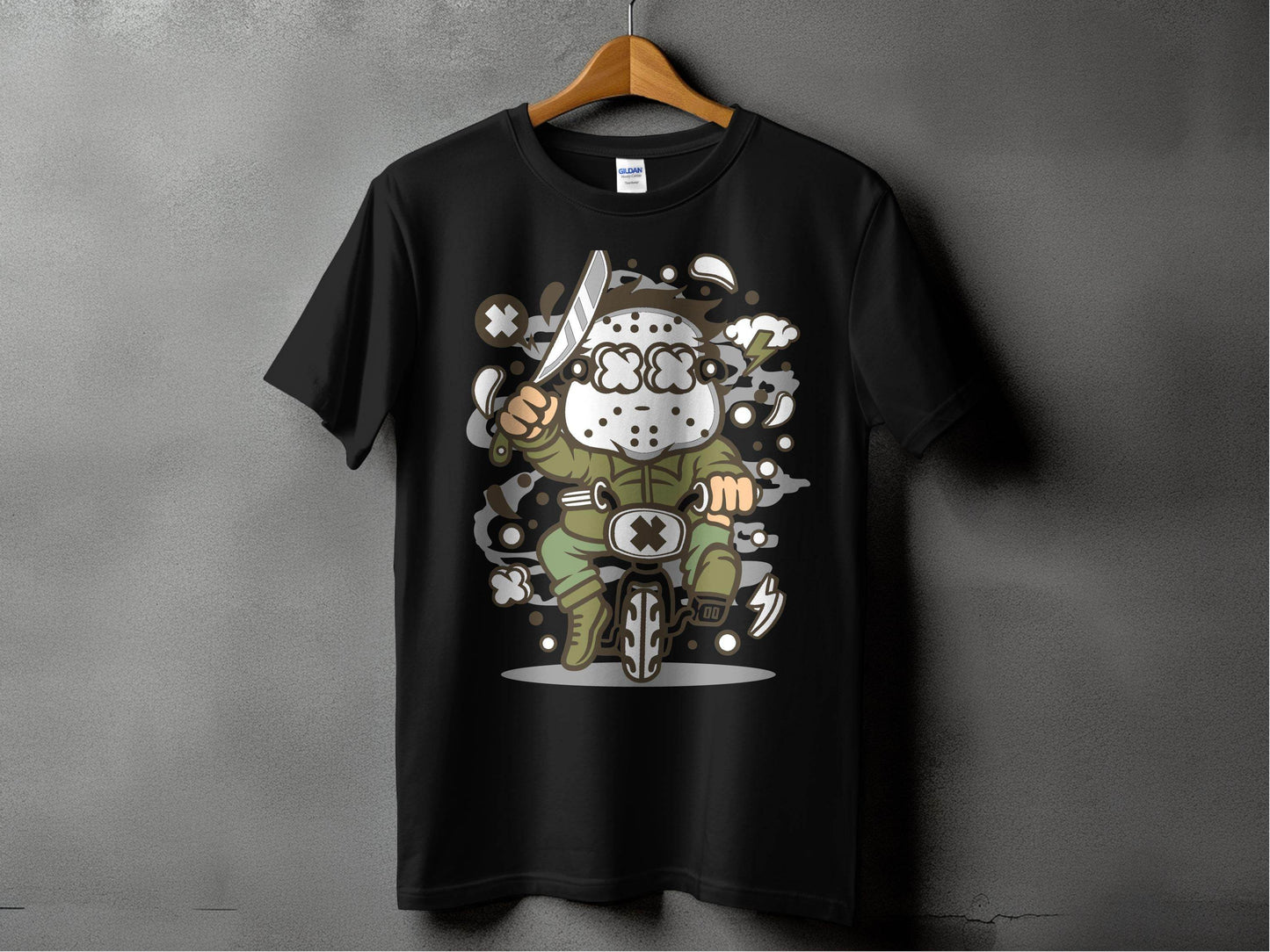 Cartoon Character on Tricycle Illustration Graphic T-Shirt - Design & Vybe
