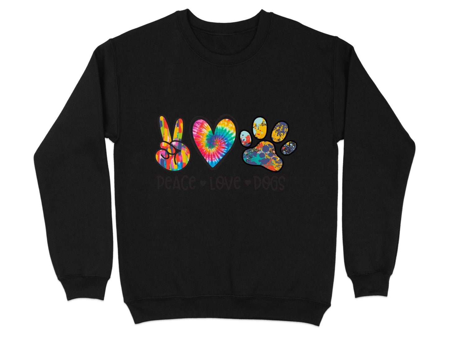 Peace Love Dogs Colorful Design Graphic Animal Lover Sweater - Design & Vybe