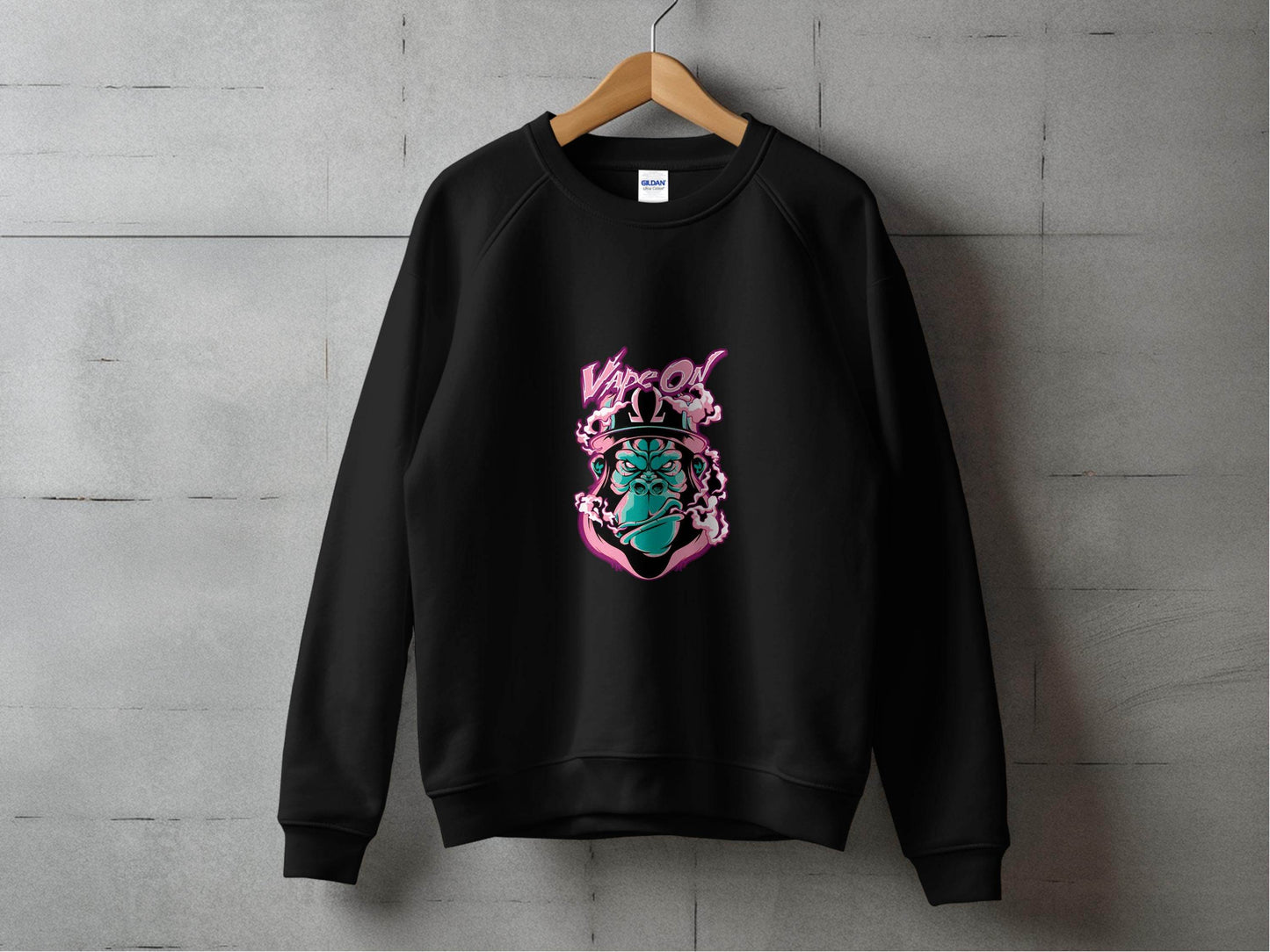 Vape On Gorilla with Premium Hat Sweater - Design & Vybe