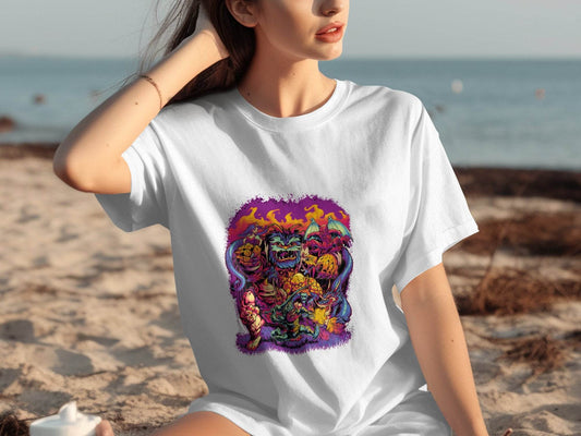 Epic Fantasy Illustration Featuring Fearsome Creatures T-Shirt - Design & Vybe