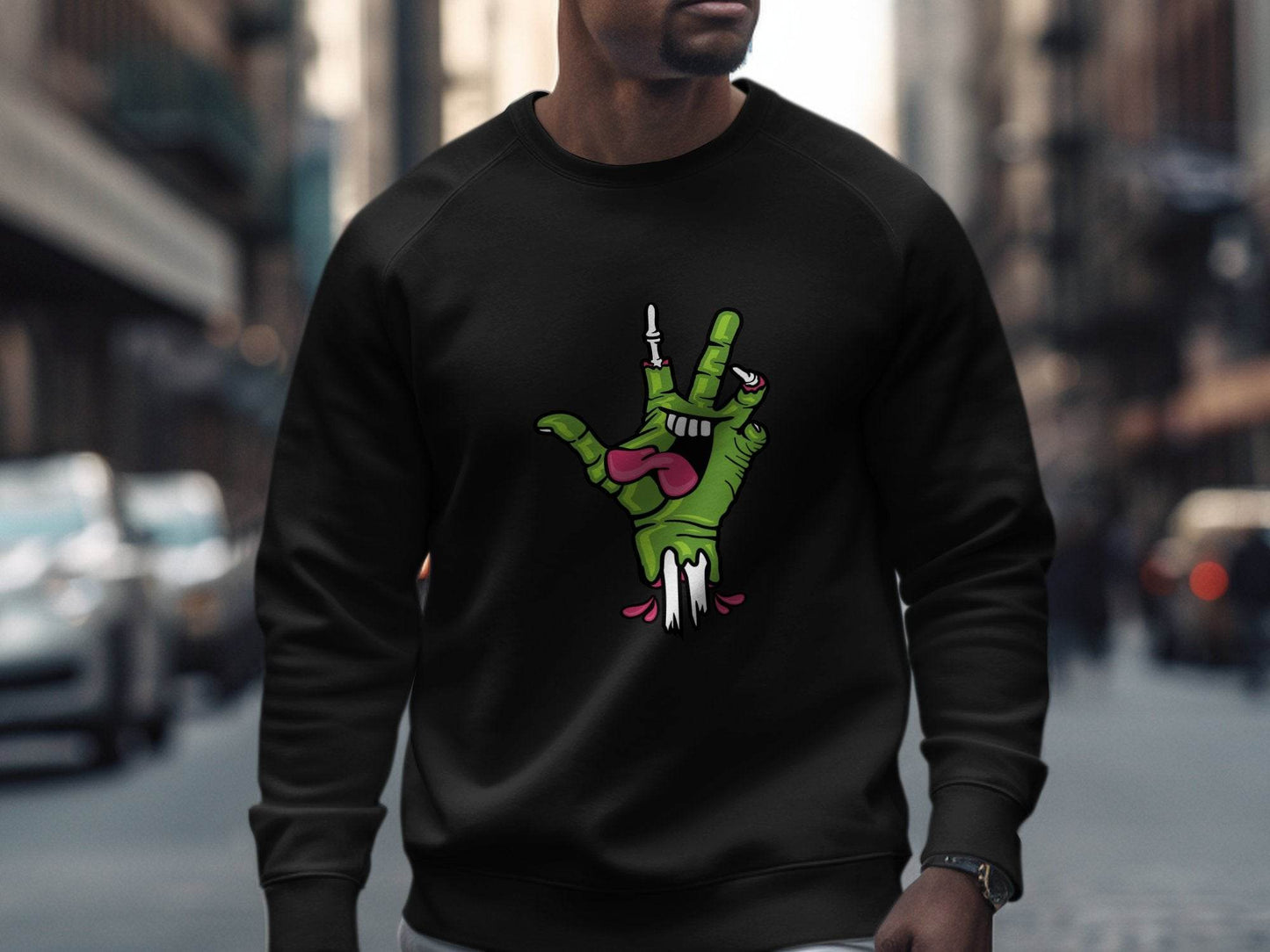 Zombie Hand Peace Sign Cool Graphic Design Sweater - Design & Vybe