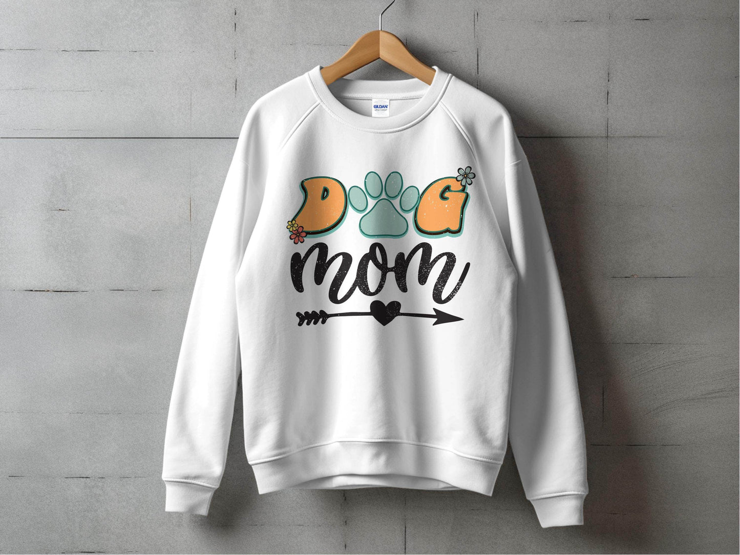 Dog Mom Retro Design Flower And Heart Arrow Graphic Sweater - Design & Vybe