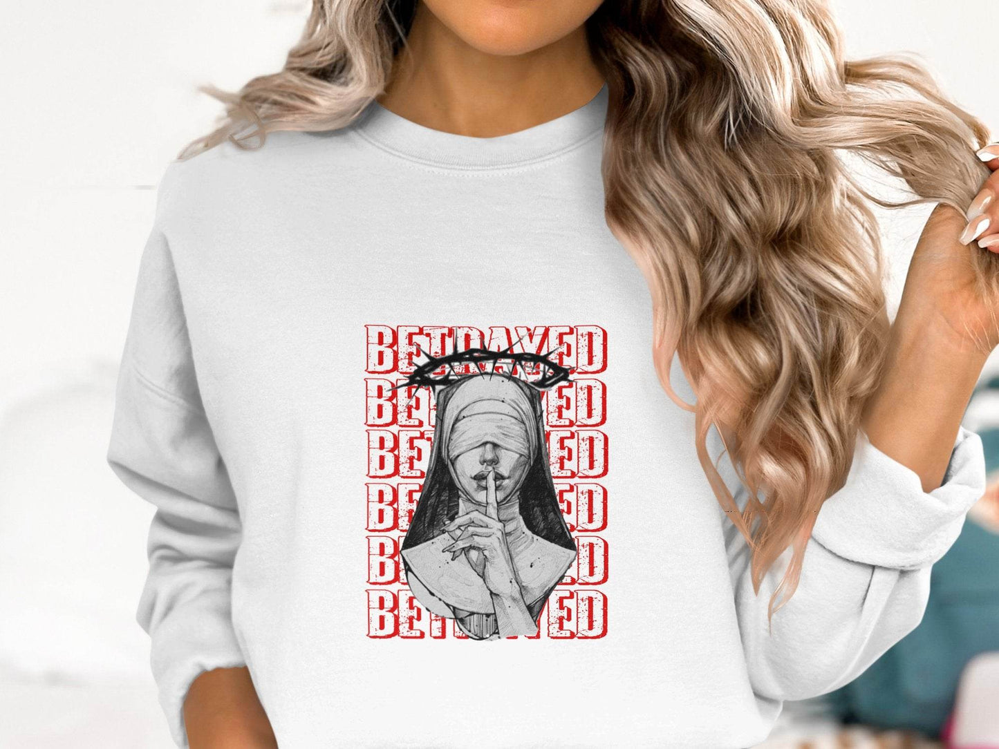 Blind Nun Betrayed Shhh Artistic Expression Design Sweater - Design & Vybe