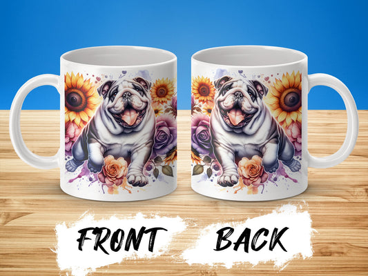 Colorful Bulldog Art Floral Mug Product