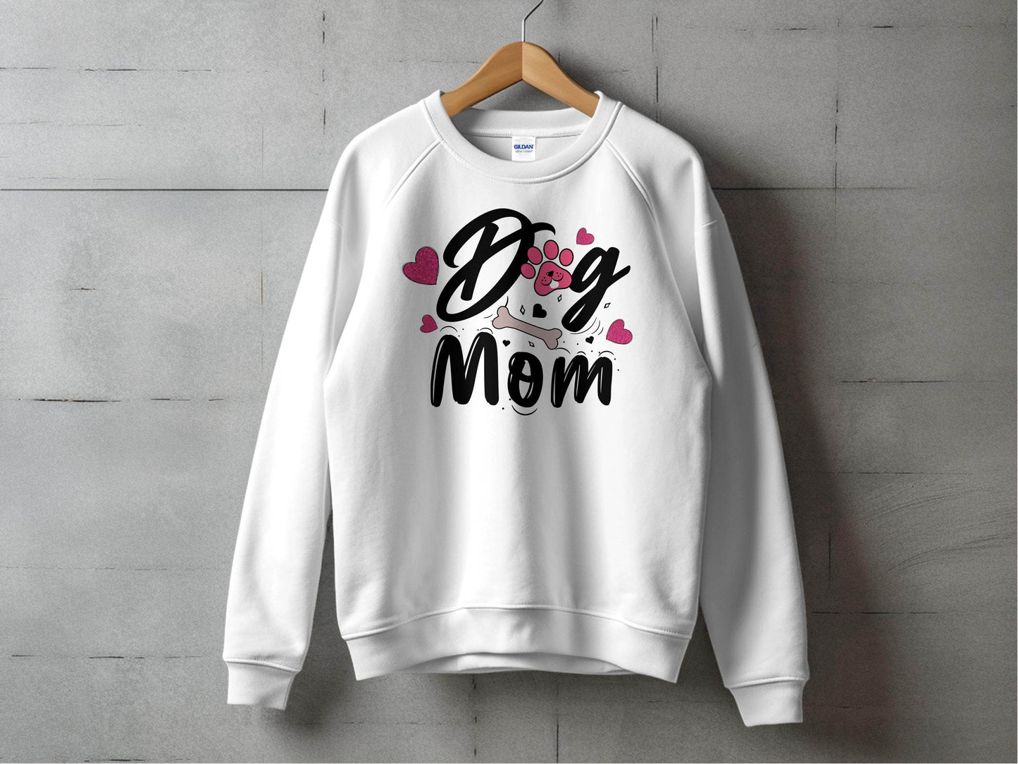 Dog Mom with Hearts and Bone Design Graphic Print Sweater - Design & Vybe