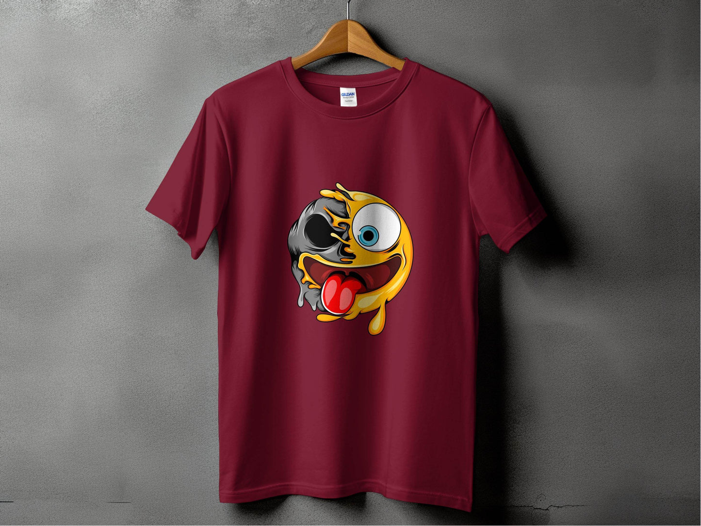 Skull And Emoji Face Combination Funky Design T-Shirt - Design & Vybe