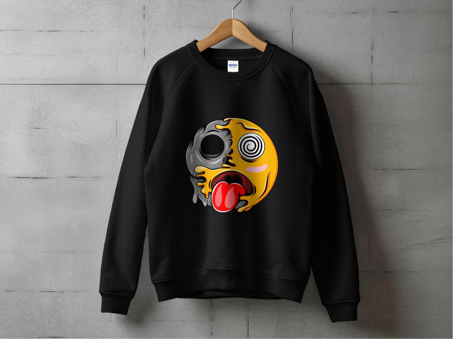 Melting Face with Swirling Eyes Smiley Graphic Sweater - Design & Vybe
