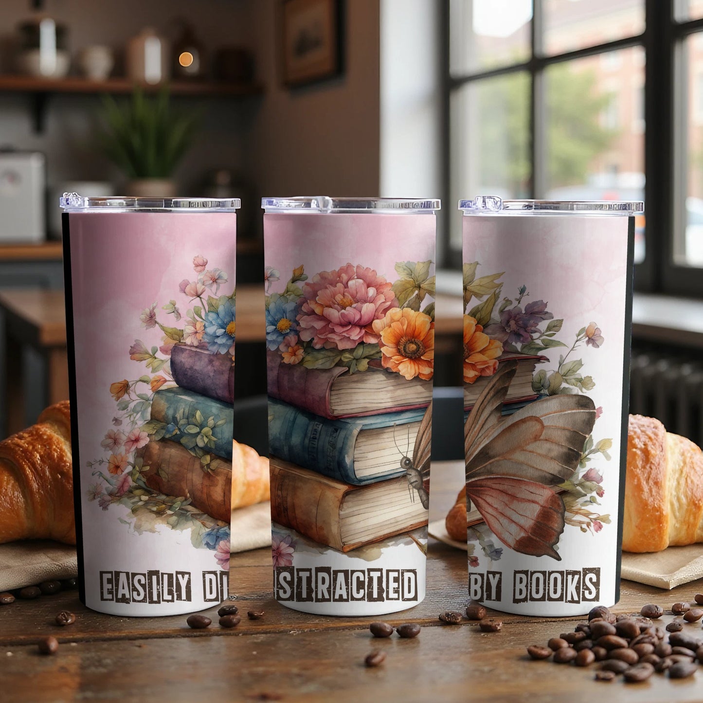 Easily Distracted by Books Travel Tumbler product