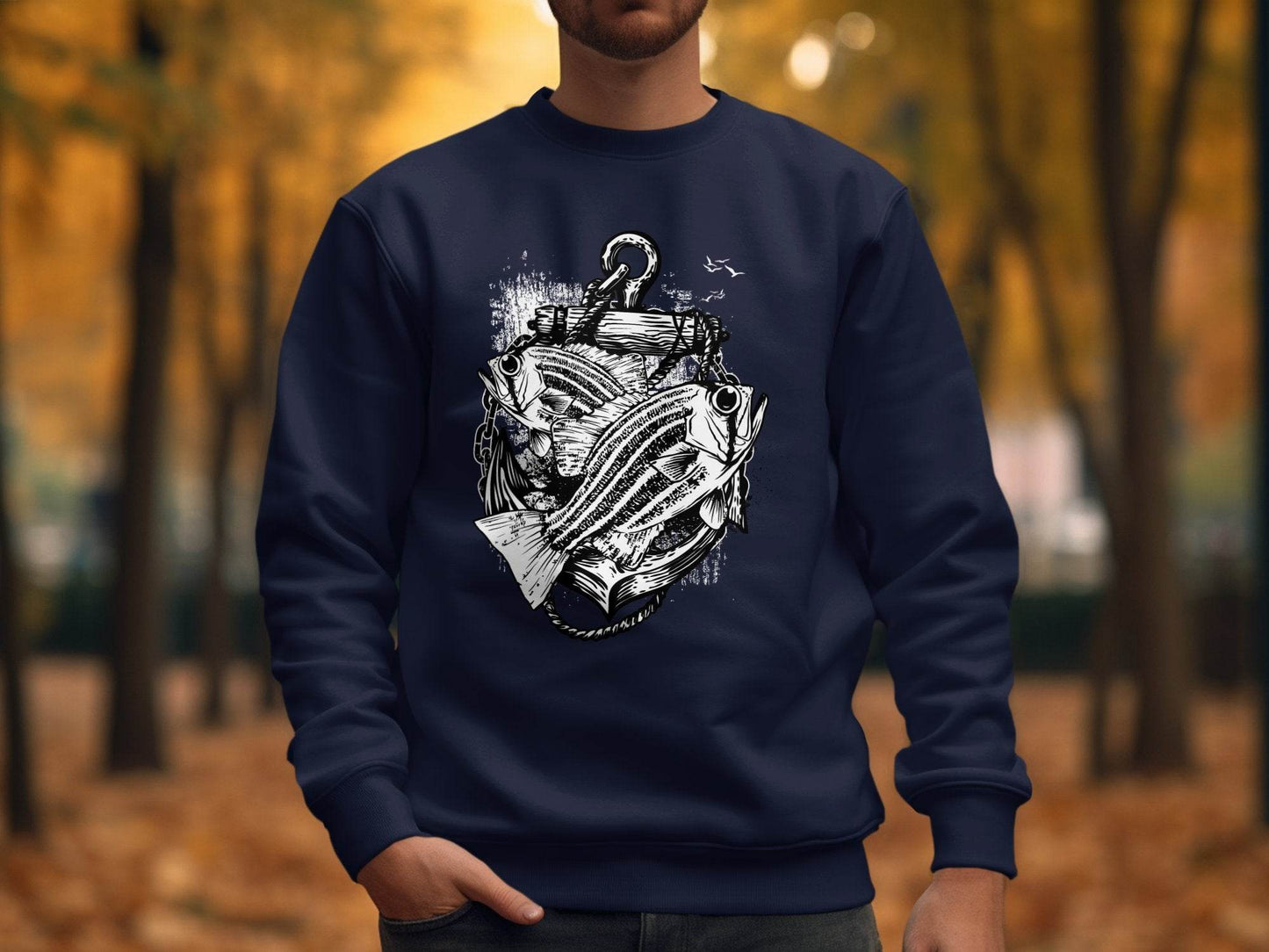 Fishing Inspired Nautical Graphic Sweater - Design & Vybe