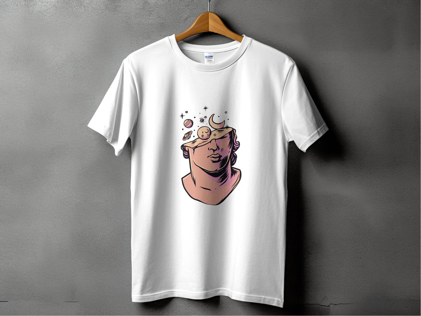 Head in the Space Planets and Moon Graphic Art T-Shirt - Design & Vybe