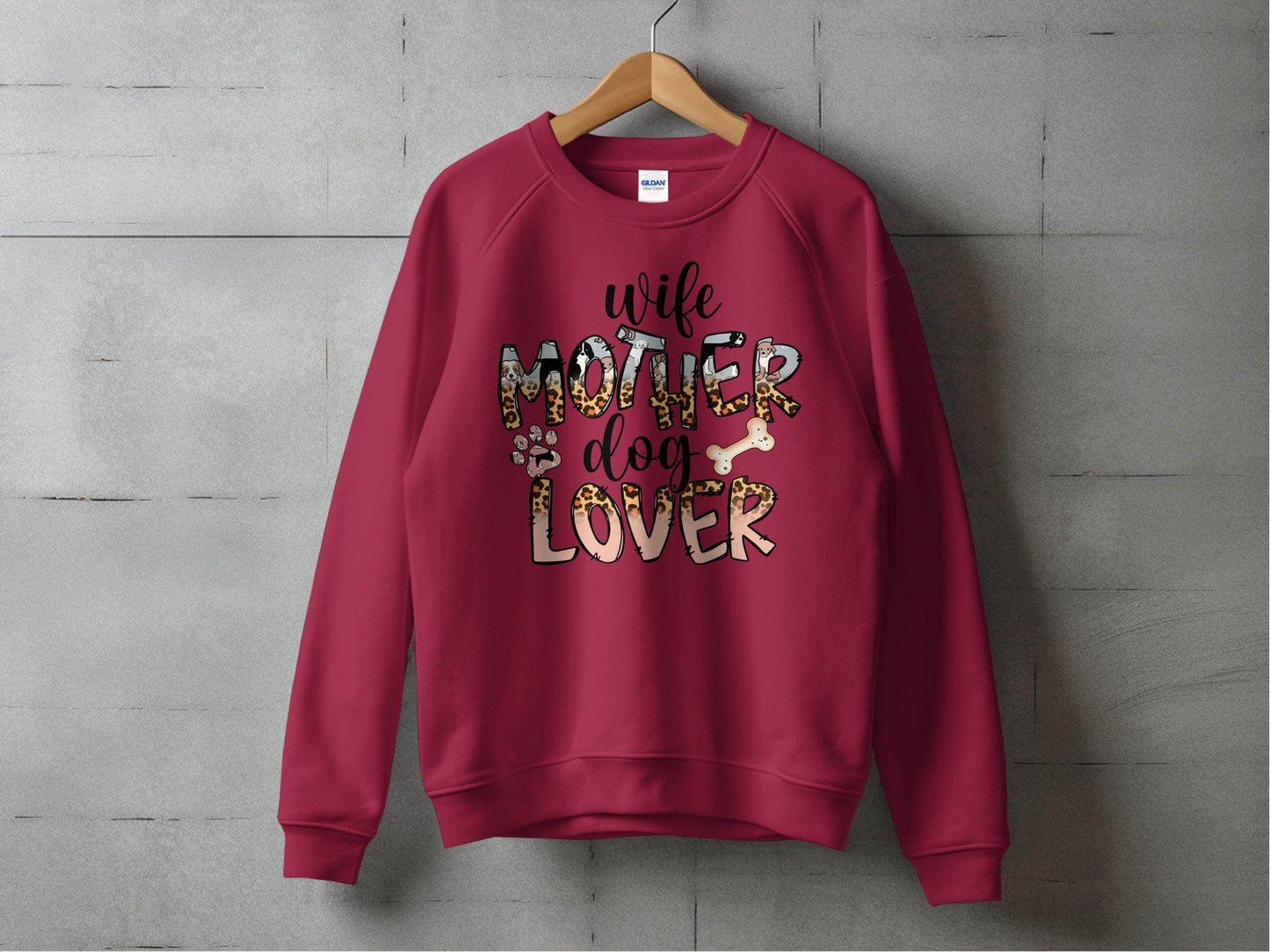 Wife Mother Dog Lover Animal Print Bone Graphic Sweater - Design & Vybe