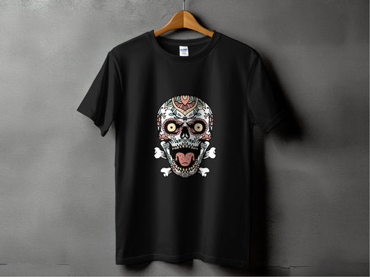 Skull with Floral Pattern on a Bone Design Graphic T-Shirt - Design & Vybe