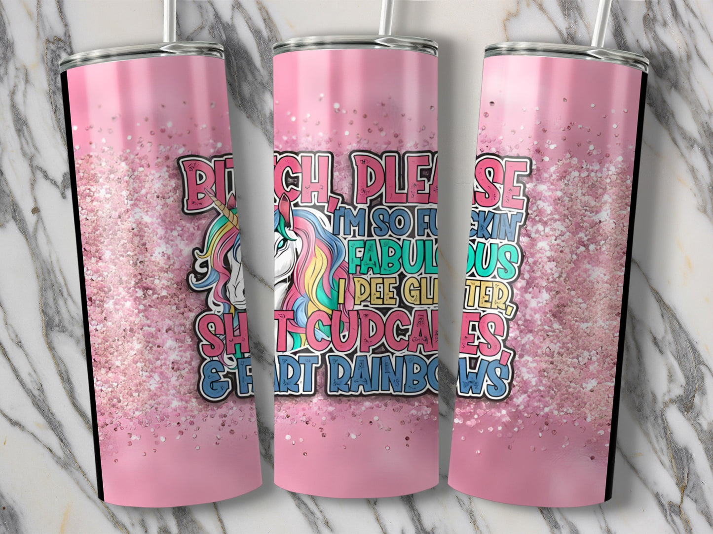 Beach Please Unicorn Fabulous Tumbler Glitter Cup product
