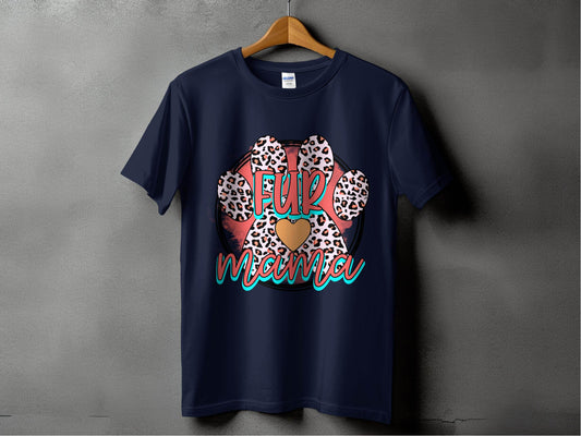 Fur Mama With Leopard Pattern Paw Print Graphic T-Shirt - Design & Vybe