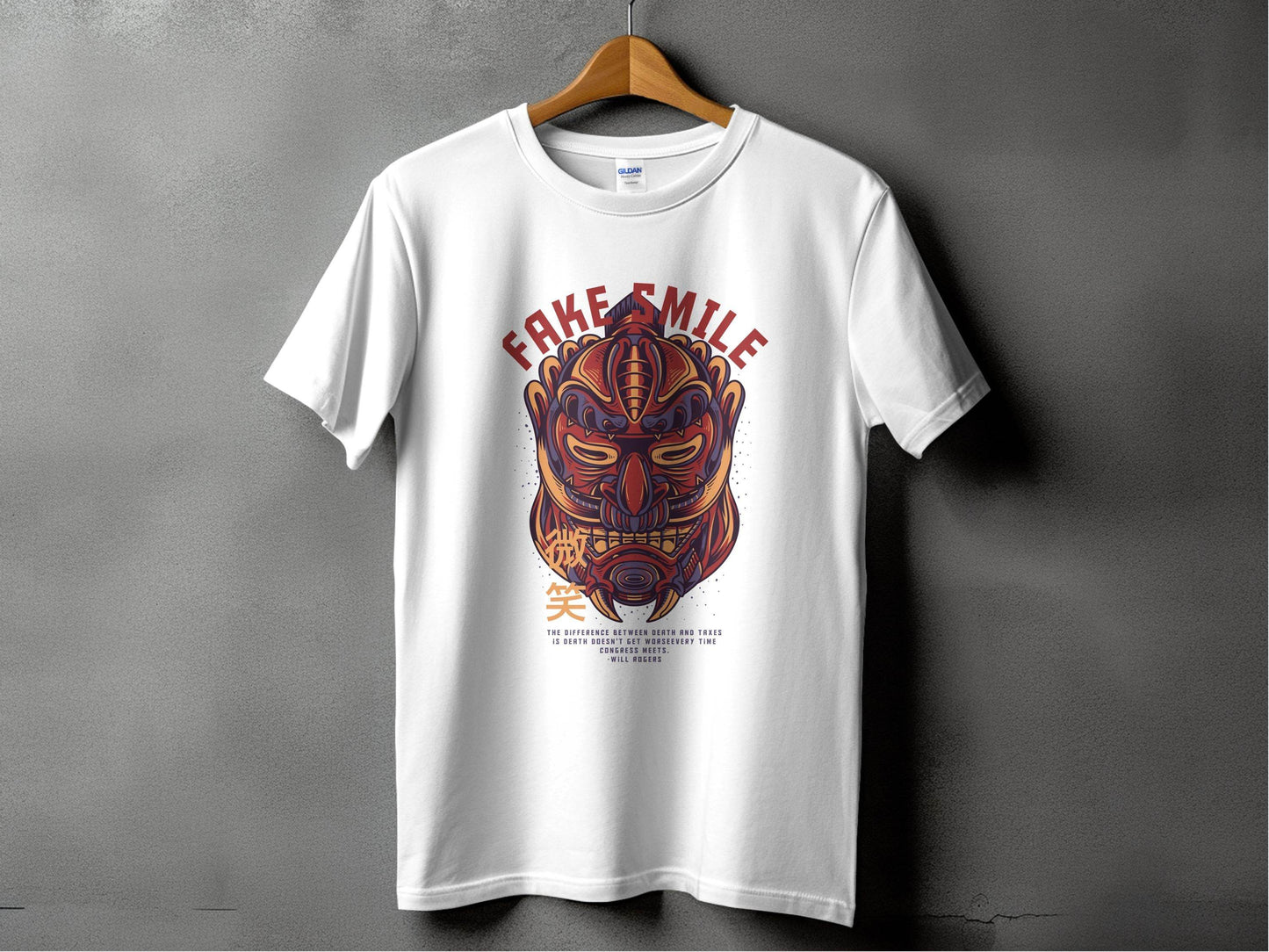 Fake Smile Japanese Mask Design Graphic T-Shirt - Design & Vybe