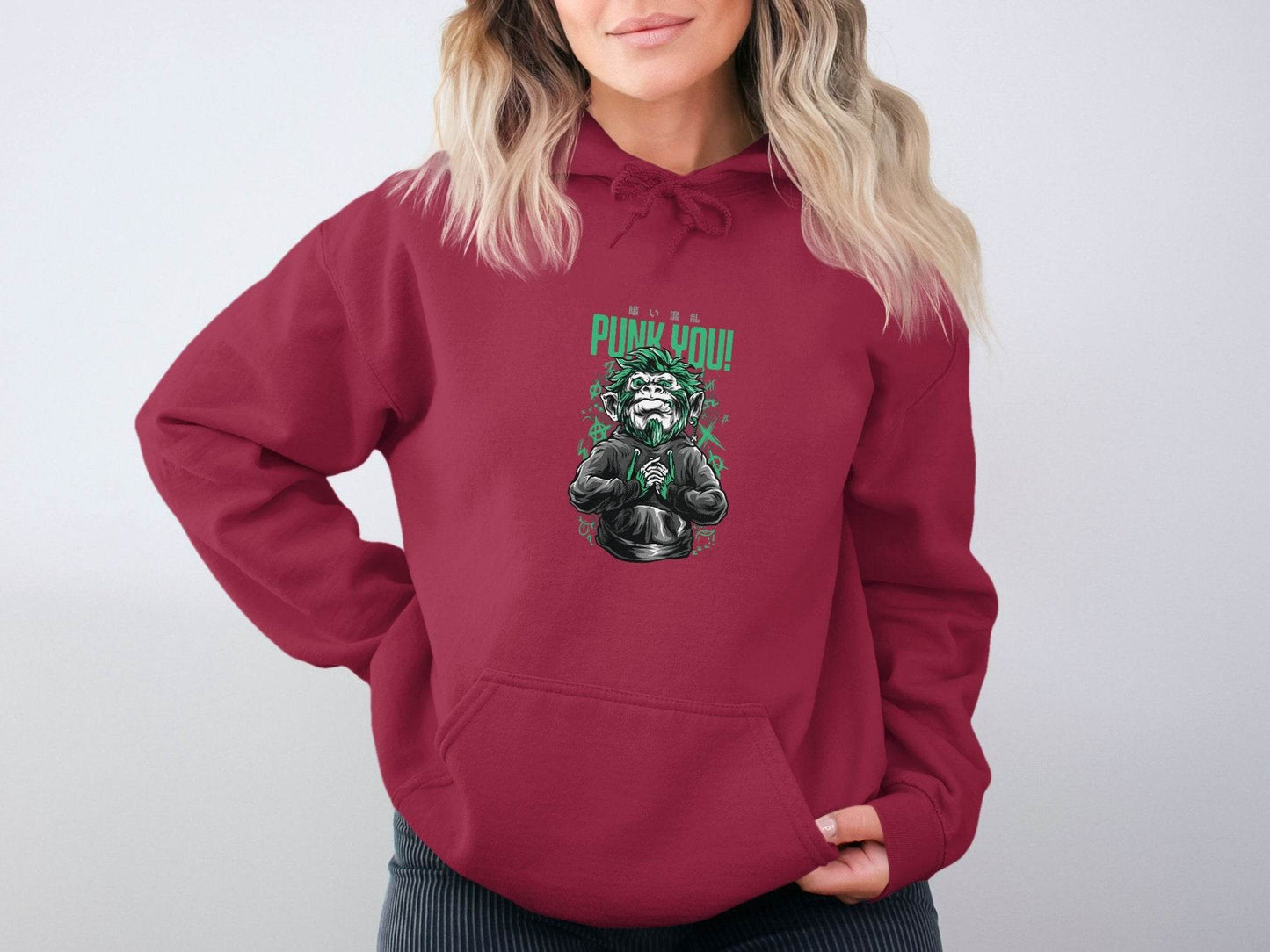 Punk You Green Hair Ape Graphic Style Unisex Hoodie - Design & Vybe