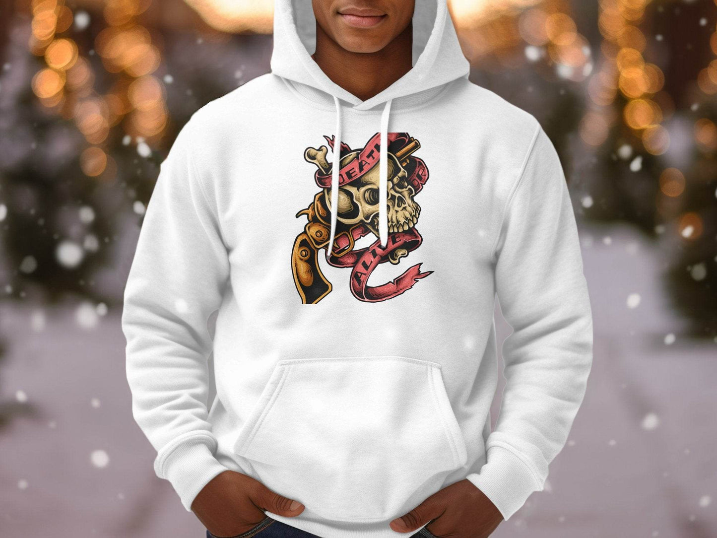 Vintage Death or Alive Skull and Gun Graphic Hoodie - Design & Vybe
