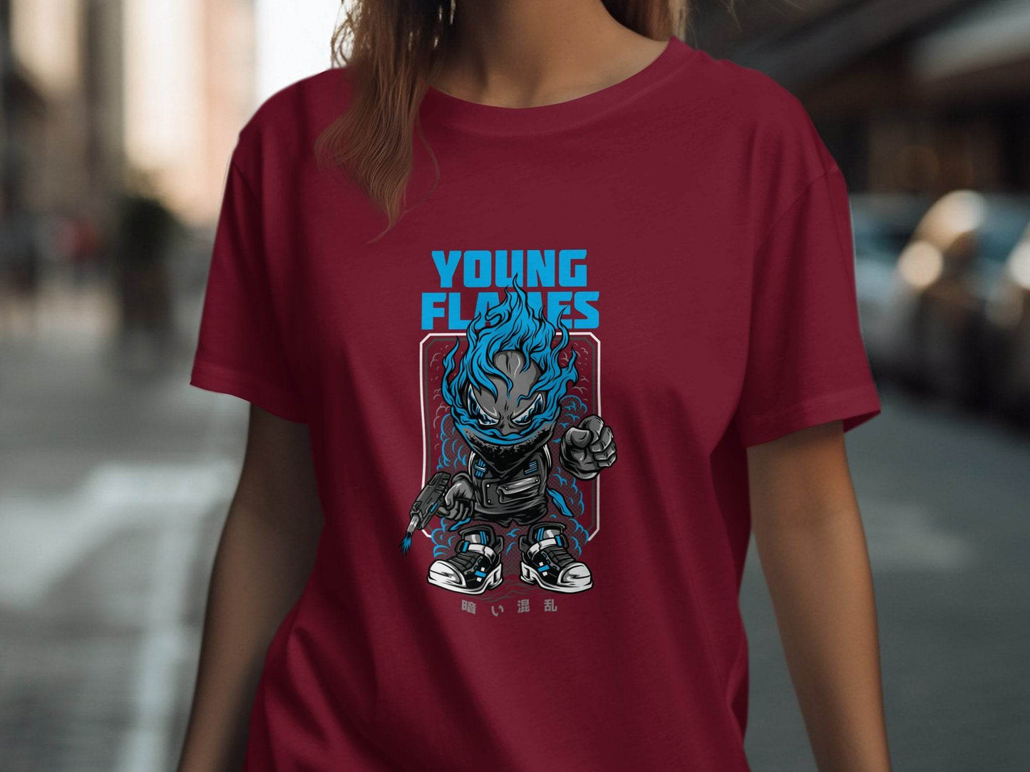 Young Flames Cartoon Style Monster Character Graphic T-Shirt - Design & Vybe