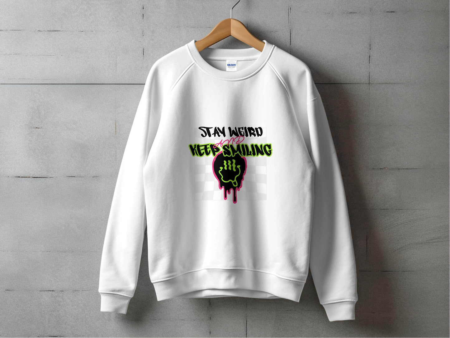 Stay Weird and Keep Smiling Graphic Design Sweater - Design & Vybe