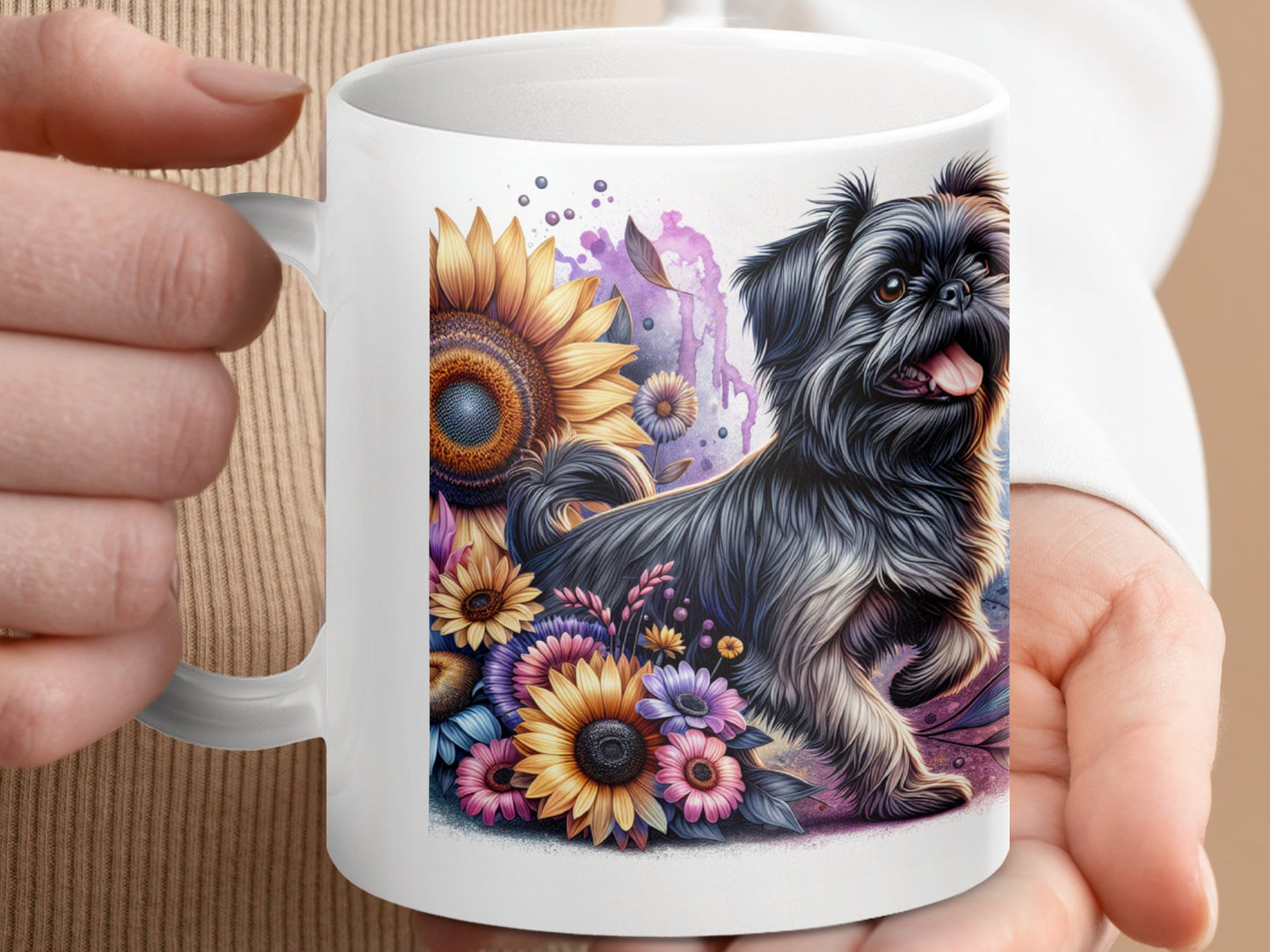 Artistic Floral Doggy Design Coffee Mug product