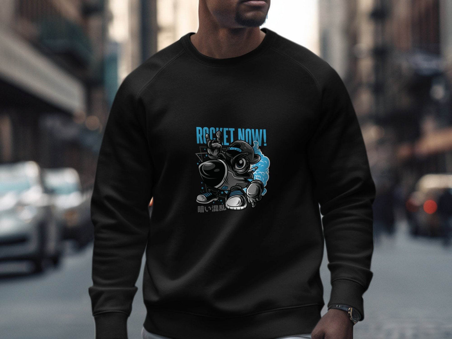 Rocket Now Cartoon Character Cool Design Art Sweater - Design & Vybe